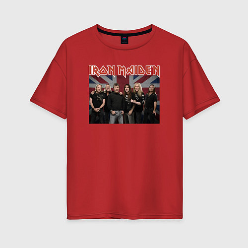 Женская футболка оверсайз Iron Maiden rock band colored / Красный – фото 1