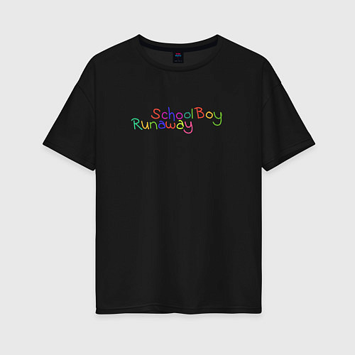 Женская футболка оверсайз Schoolboy Runaway - logo / Черный – фото 1