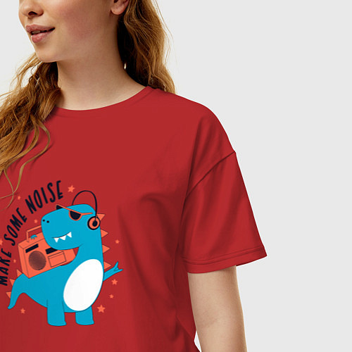 Женская футболка оверсайз Давай-ка пошумим / Красный – фото 3