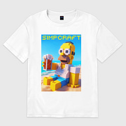Футболка оверсайз женская Minecraft and Simpsons collaboration - ai art, цвет: белый