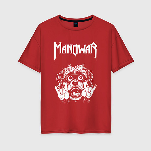 Женская футболка оверсайз Manowar rock dog / Красный – фото 1