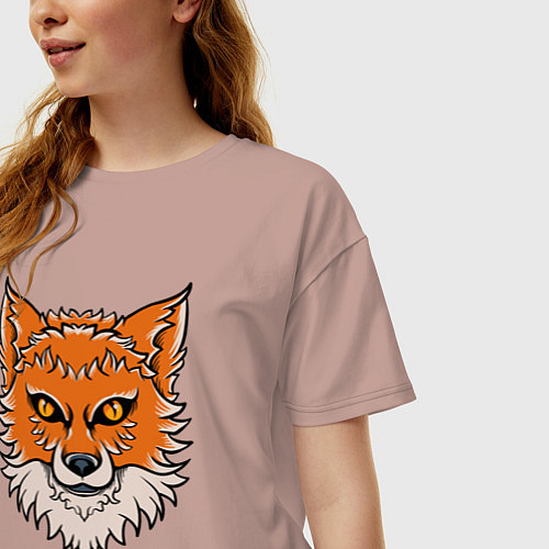 Женская футболка оверсайз Милая лисица / Пыльно-розовый – фото 3