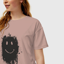 Футболка оверсайз женская Смайл клякса, цвет: пыльно-розовый — фото 2