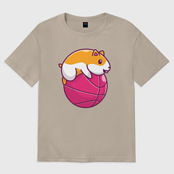 Футболка оверсайз женская Хомяк баскетболист, цвет: миндальный