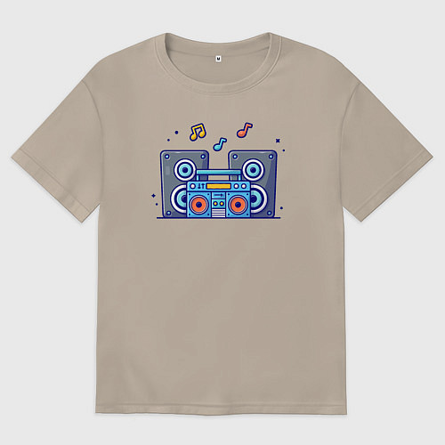 Женская футболка оверсайз Бумбокс и колонки / Миндальный – фото 1