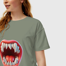 Футболка оверсайз женская Открытый рот с зубами, цвет: авокадо — фото 2