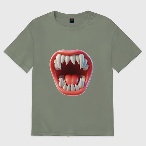 Женская футболка оверсайз Открытый рот с зубами / Авокадо – фото 1