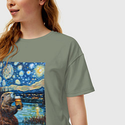 Футболка оверсайз женская Бобр курва польский, цвет: авокадо — фото 2