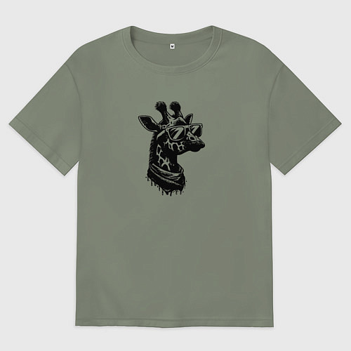 Женская футболка оверсайз Хипстер жираф в очках / Авокадо – фото 1