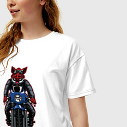 Футболка оверсайз женская Кабан байкер, цвет: белый — фото 2