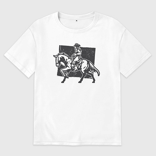 Женская футболка оверсайз Ковбойша на лошади / Белый – фото 1