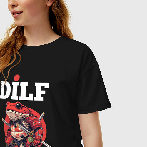 Женская футболка оверсайз Damn I love frogs - DILF / Черный – фото 3