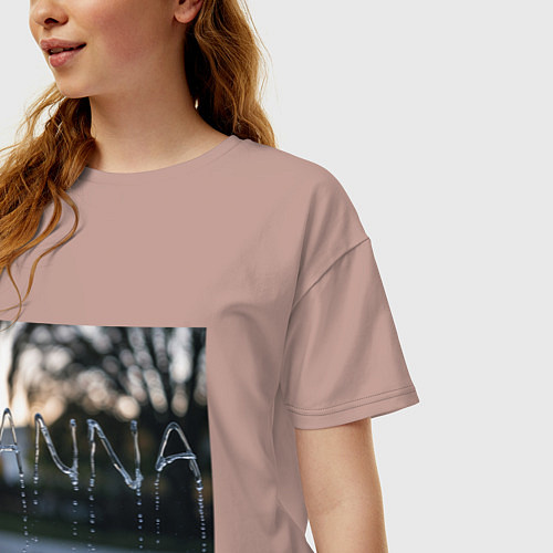 Женская футболка оверсайз Имя Анна из капель дождя / Пыльно-розовый – фото 3