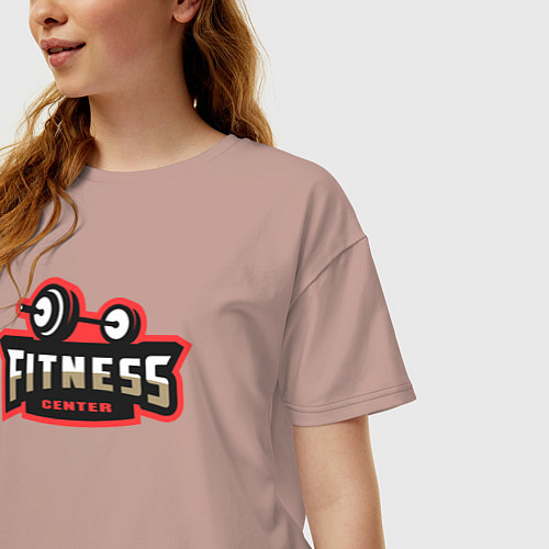 Женская футболка оверсайз Sport fitness center / Пыльно-розовый – фото 3