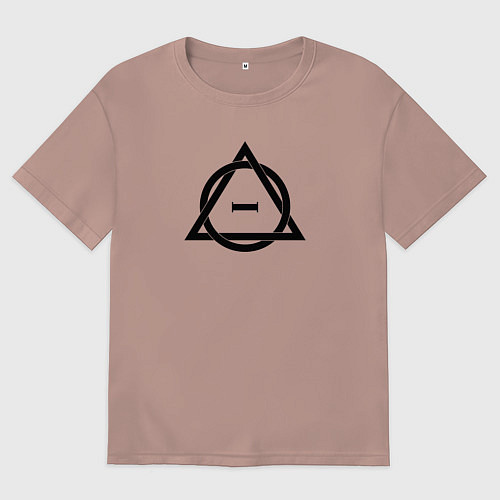 Женская футболка оверсайз Символика квадроберов черная / Пыльно-розовый – фото 1