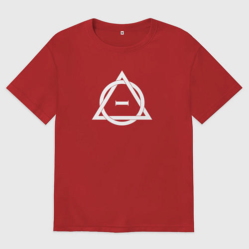 Женская футболка оверсайз Белая символика квадробика / Красный – фото 1