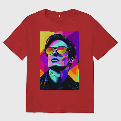 Женская футболка оверсайз Портрет Дурова pop art / Красный – фото 1