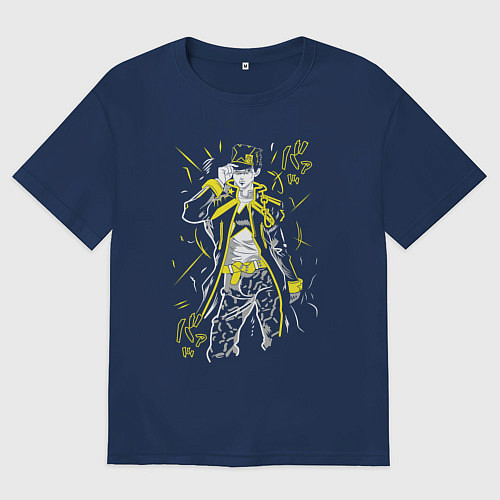 Женская футболка оверсайз ДжоДжо 90-е / Тёмно-синий – фото 1