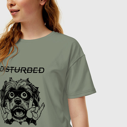 Женская футболка оверсайз Disturbed - rock dog / Авокадо – фото 3