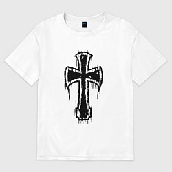 Футболка оверсайз женская Крест с подтеками, цвет: белый