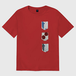 Футболка оверсайз женская Логотип аниме Атака титанов, цвет: красный