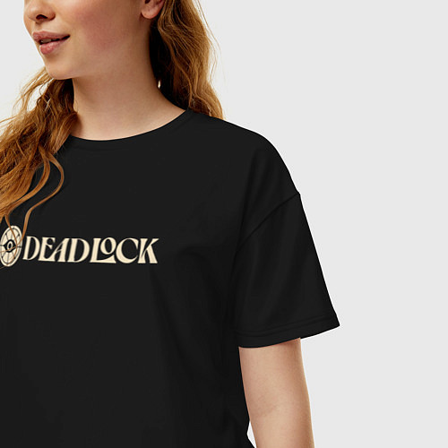 Женская футболка оверсайз Deadlock original logo / Черный – фото 3