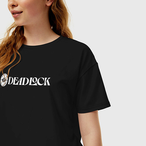 Женская футболка оверсайз Deadlock white logo / Черный – фото 3