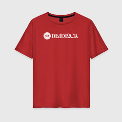 Футболка оверсайз женская Deadlock white logo, цвет: красный