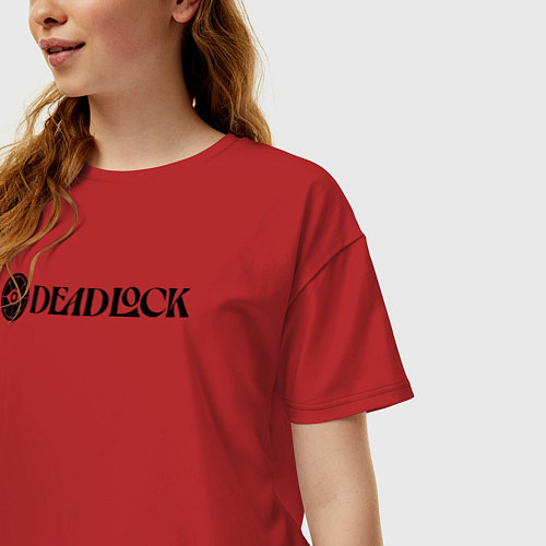 Женская футболка оверсайз Deadlock white logo / Красный – фото 3