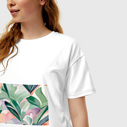 Футболка оверсайз женская Листья акварель, цвет: белый — фото 2