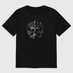 Футболка оверсайз женская Mindbender mountains skull, цвет: черный