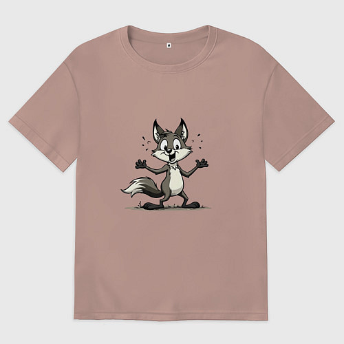 Женская футболка оверсайз Лис-доброжелатель / Пыльно-розовый – фото 1