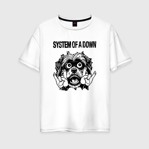 Женская футболка оверсайз System of a Down - rock dog / Белый – фото 1