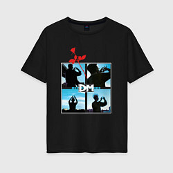 Футболка оверсайз женская Depeche Mode world in my eyes: red rose, цвет: черный