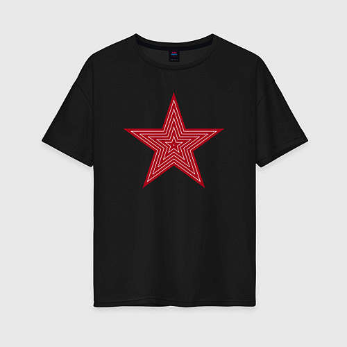 Женская футболка оверсайз USSR red star / Черный – фото 1