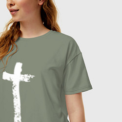 Футболка оверсайз женская Стильный крест, цвет: авокадо — фото 2
