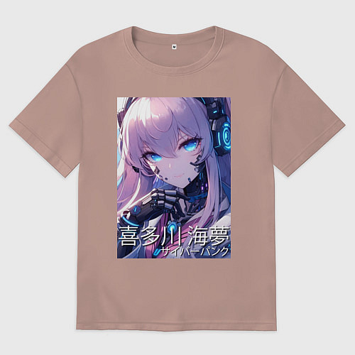 Женская футболка оверсайз Marin Kitagawa cyberpunk - collaboration / Пыльно-розовый – фото 1