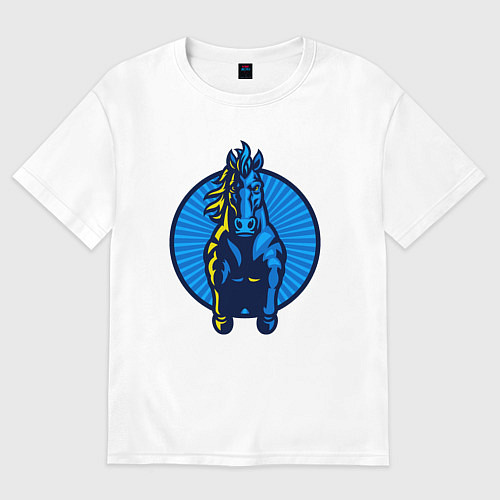 Женская футболка оверсайз Синий скакун / Белый – фото 1