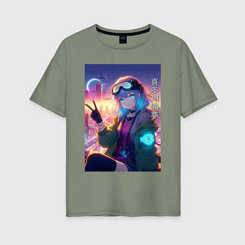 Женская футболка оверсайз Кибер Марин - коллаба / Авокадо – фото 1