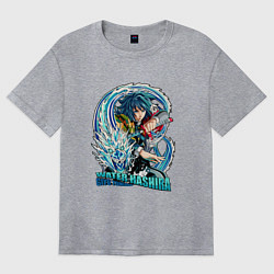 Футболка оверсайз женская Клинок рассекающий демонов Гиа Тамиока водяной сто, цвет: меланж
