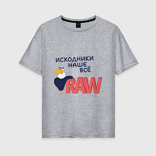 Женская футболка оверсайз Исходники наше всё raw / Меланж – фото 1