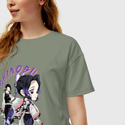 Футболка оверсайз женская Клинок рассекающий демонов Шинобу Кочо столп, цвет: авокадо — фото 2