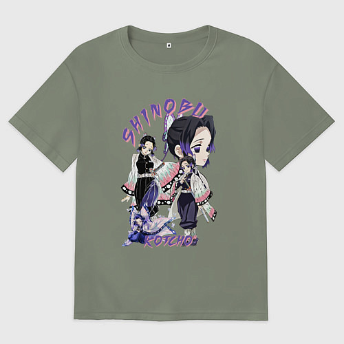 Женская футболка оверсайз Клинок рассекающий демонов Шинобу Кочо столп / Авокадо – фото 1