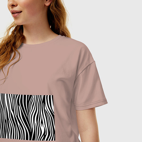 Женская футболка оверсайз Полоски зебры / Пыльно-розовый – фото 3