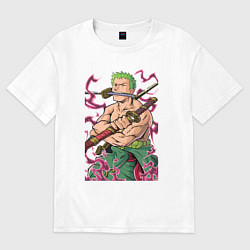 Футболка оверсайз женская Ван-пис Зоро пират, цвет: белый