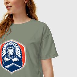Футболка оверсайз женская Индеец вождь, цвет: авокадо — фото 2