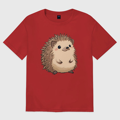 Женская футболка оверсайз Ёжик арт / Красный – фото 1