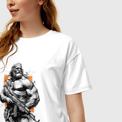 Футболка оверсайз женская Античный воин с АК-47, цвет: белый — фото 2