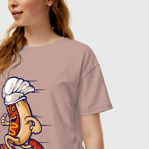 Женская футболка оверсайз Повар хот-дог / Пыльно-розовый – фото 3