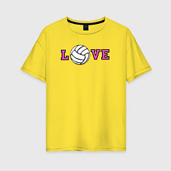 Футболка оверсайз женская Love volley, цвет: желтый